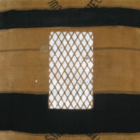 Acrylique et matériaux divers sur sac de toile de jute, 100 x 100, 2008