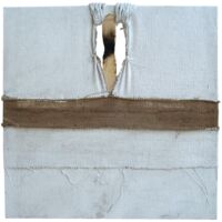 Acrylique et matériaux divers sur sac de toile de jute, 100 x 100, 2007