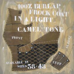 Acrylique et matériaux divers, sac de toile de jute, sur toile, 100 x 100, 2011