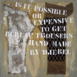 Acrylique et matériaux divers, sac de toile de jute, sur toile, 100 x 100, 2011